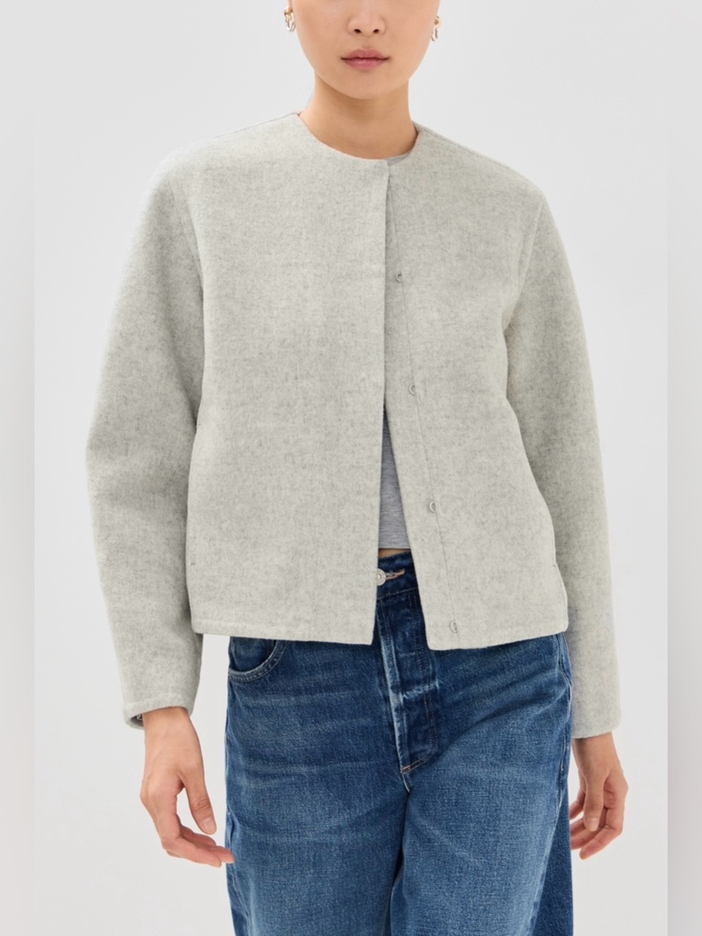 Vince double wool collarless jacket